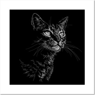 Cat draw with scribble art style Posters and Art